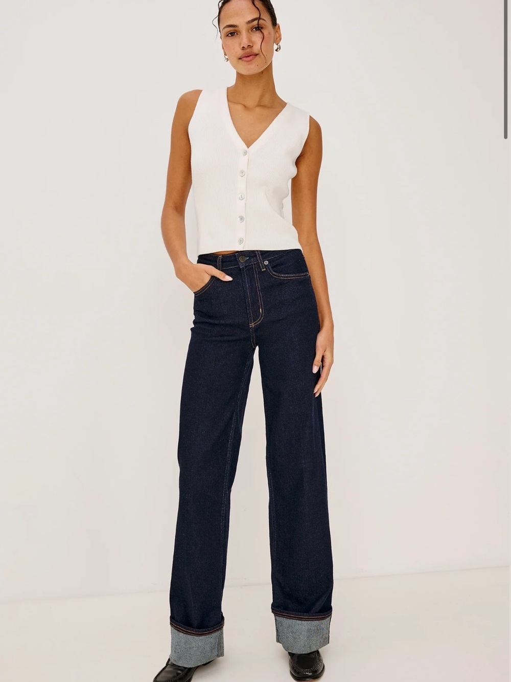 Rails Dark Indigo Wide Leg High-Rise Jeans